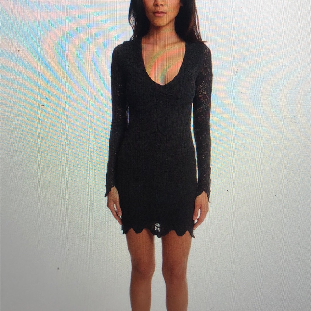 NIGHTCAP Deep V Spanish lace dress